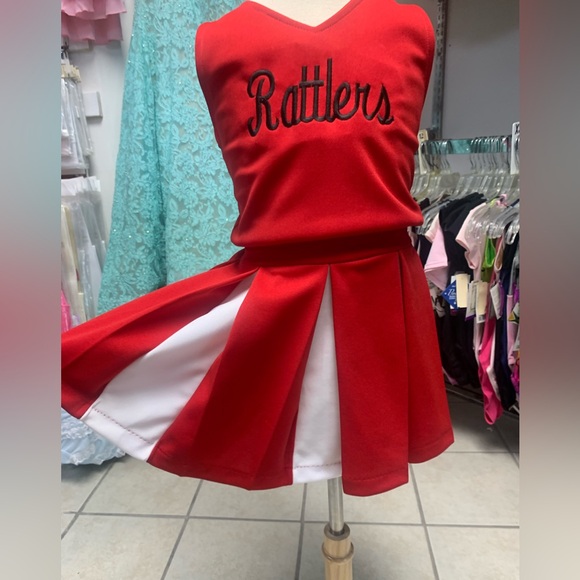 Size 6, 8 or 12 Rattlers Red Cheerleader cheerleading Uniform Jumper Dress NWT - Picture 3 of 4